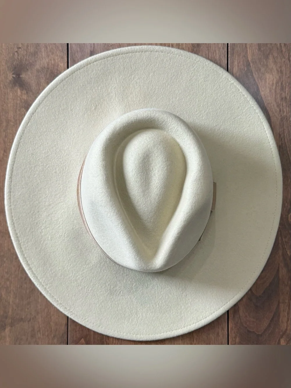 Brixton Joanna Felt Hat in Light Khaki Wide-Brim Wool Fedora Size Medium